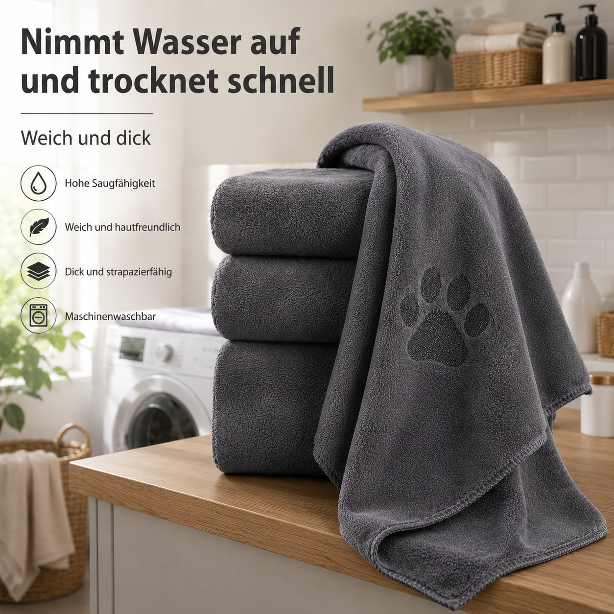 Super saugfähiges Mikrofaser-Hundehandtuch – weich, praktisch & vielseitig