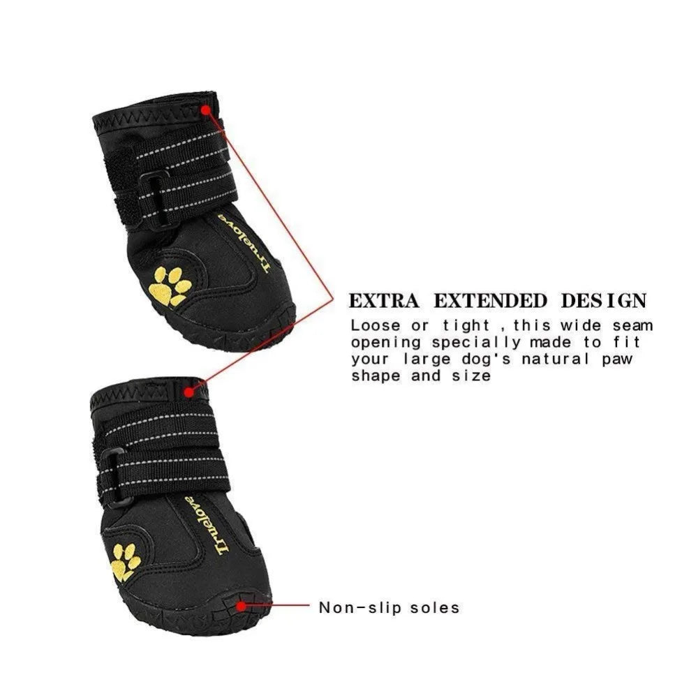 Truelove Dog Shoes Waterproof Anti-Slip Rain Boots Warm Snow Reflective for Small Medium Large Pet Sports Training TLS3961