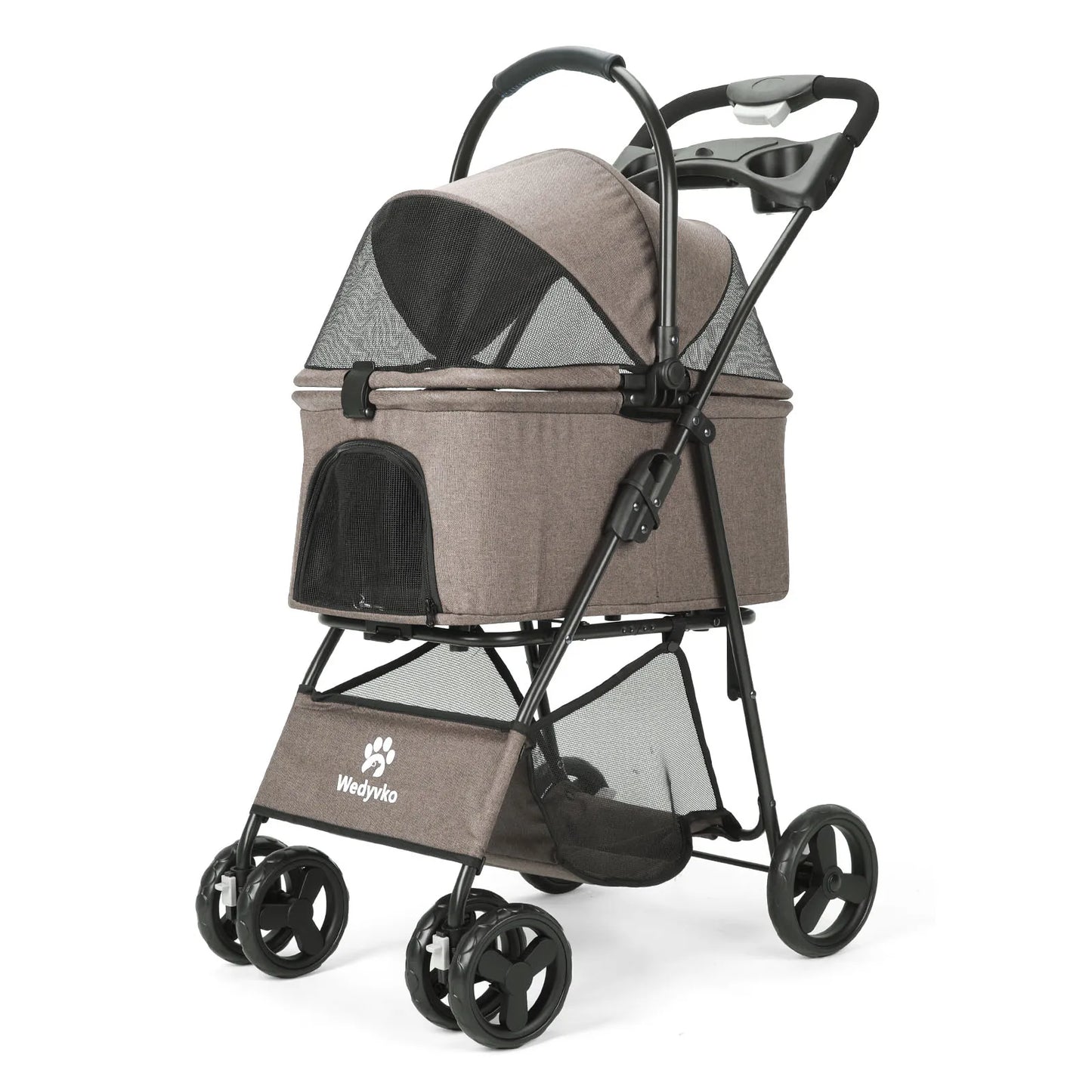 3-in-1 Haustierwagen mit herausnehmbarer Tragetasche – zusammenklappbarer Hundewagen für kleine und mittelgroße Hunde und Katzen, wasserdicht, geländegängig, mit Sonnenschutz