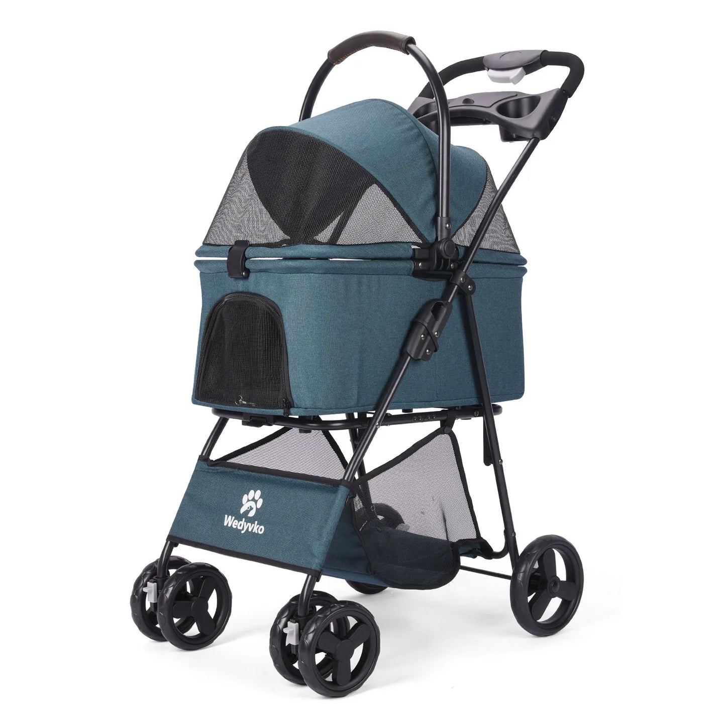 3-in-1 Haustierwagen mit herausnehmbarer Tragetasche – zusammenklappbarer Hundewagen für kleine und mittelgroße Hunde und Katzen, wasserdicht, geländegängig, mit Sonnenschutz