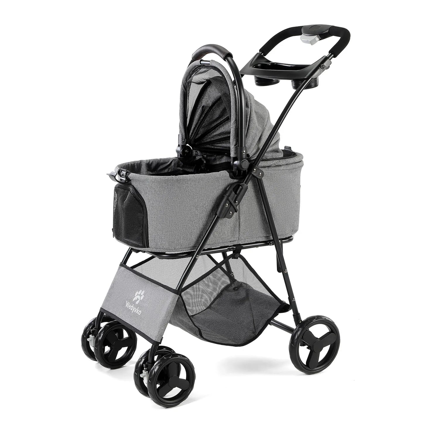 3-in-1 Haustierwagen mit herausnehmbarer Tragetasche – zusammenklappbarer Hundewagen für kleine und mittelgroße Hunde und Katzen, wasserdicht, geländegängig, mit Sonnenschutz