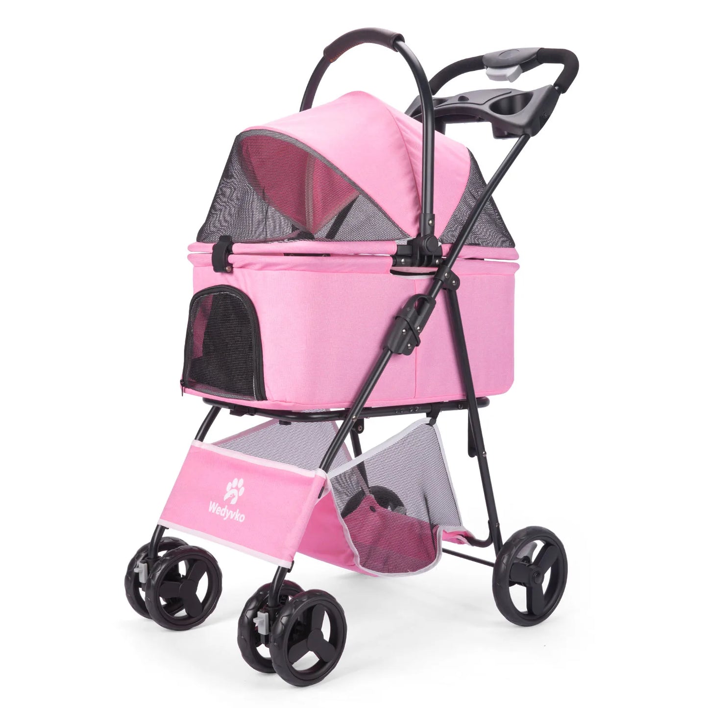 3-in-1 Haustierwagen mit herausnehmbarer Tragetasche – zusammenklappbarer Hundewagen für kleine und mittelgroße Hunde und Katzen, wasserdicht, geländegängig, mit Sonnenschutz