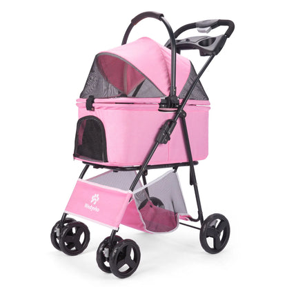 3-in-1 Haustierwagen mit herausnehmbarer Tragetasche – zusammenklappbarer Hundewagen für kleine und mittelgroße Hunde und Katzen, wasserdicht, geländegängig, mit Sonnenschutz